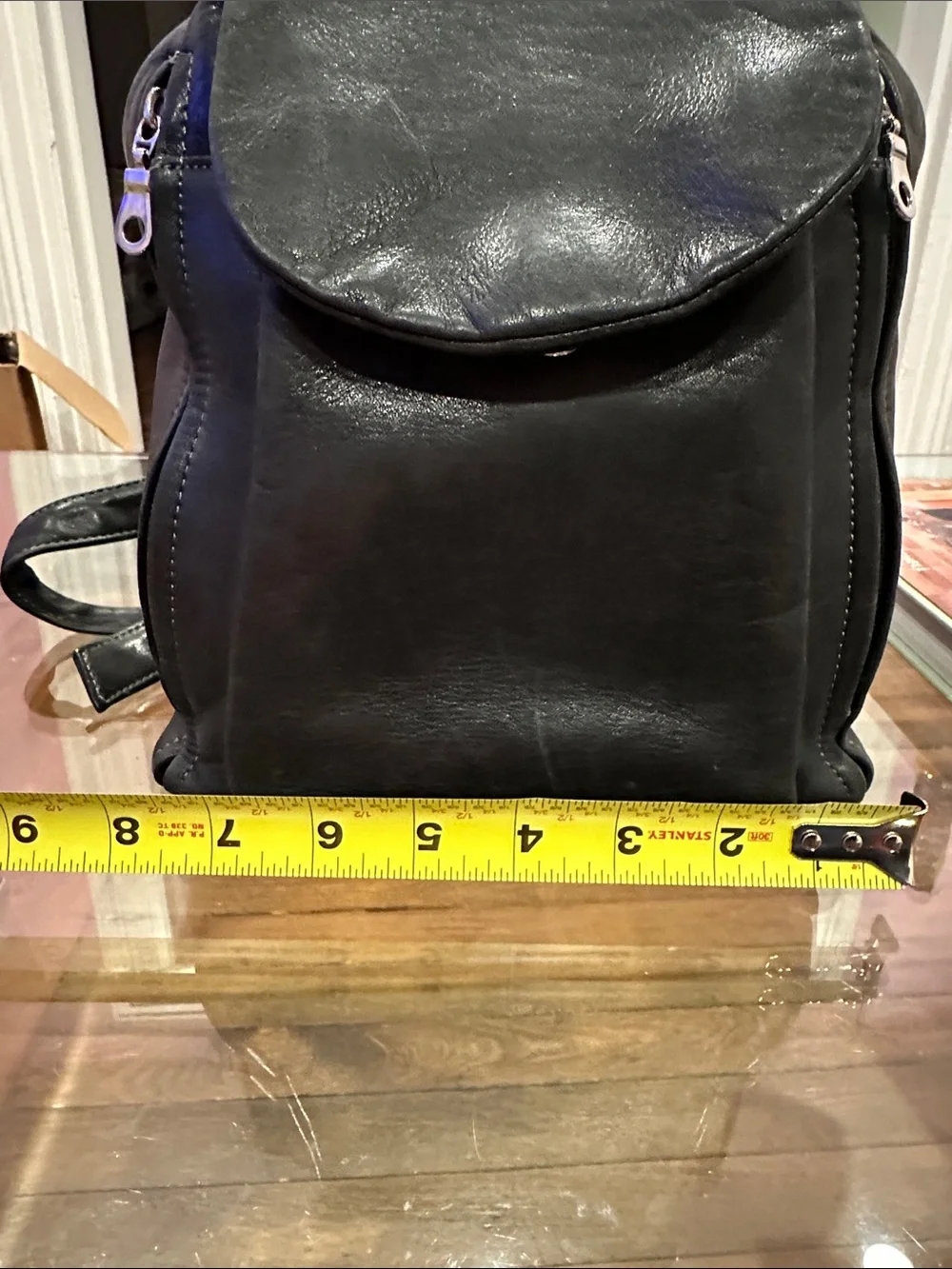 Tignanello Convertible Black Leather Backpack / Sling with Silver Hardware